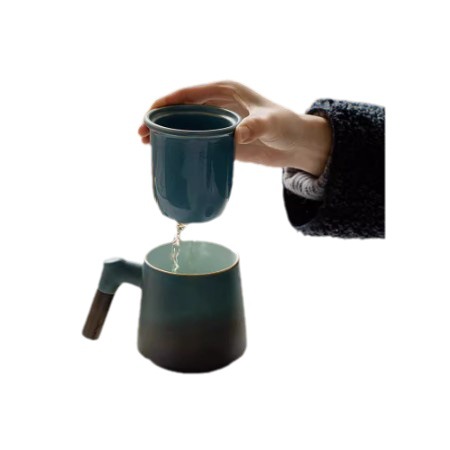 Cốc trà gốm sứ Cốc pha trà cá nhân Cốc văn phòng tách nước trà cốc lọc nước có nắp cốc đơn giản