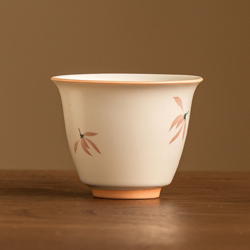 Cốc hoa lan tráng men màu vàng gạo cốc chủ nhân cốc đơn bộ trà gốm sứ kiểu Trung Quốc cốc trà trà trà công nhân gia dụng