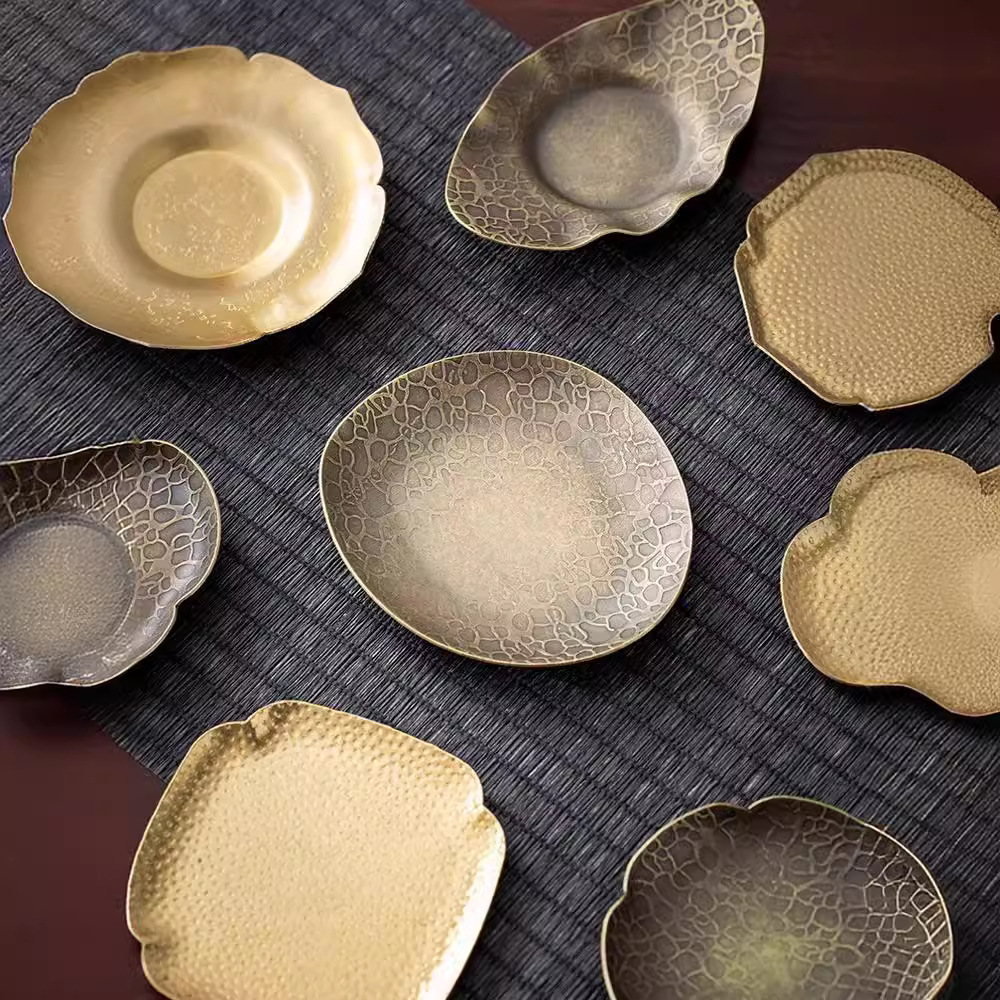 Lót cốc bằng đồng, khay đựng cốc kiểu Nhật Zen kiểu mới, tách trà đạo Kung Fu, đệm cách nhiệt, Bộ trà kim loại, đệm ăn, phụ kiện