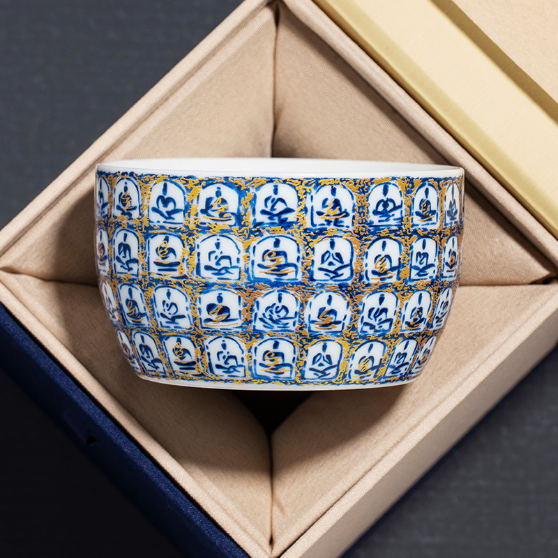 Cốc sứ soda men ngàn phật cốc thẳng cốc trà cốc chủ cao cấp chuyên dụng cá nhân cốc trà cốc trà bộ trà Kung Fu