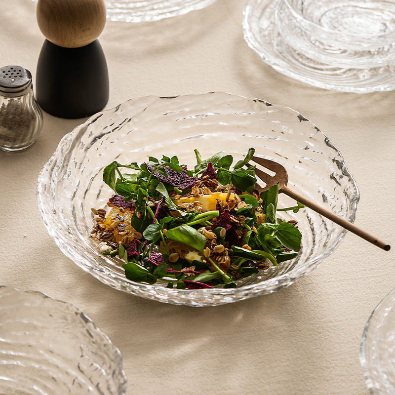 Bộ đồ ăn và bộ đồ ăn thủy tinh Canghai nhà sáng tạo cao cấp dễ tiếp cận Bộ món ăn sang trọng trái cây đĩa tròn đĩa salad