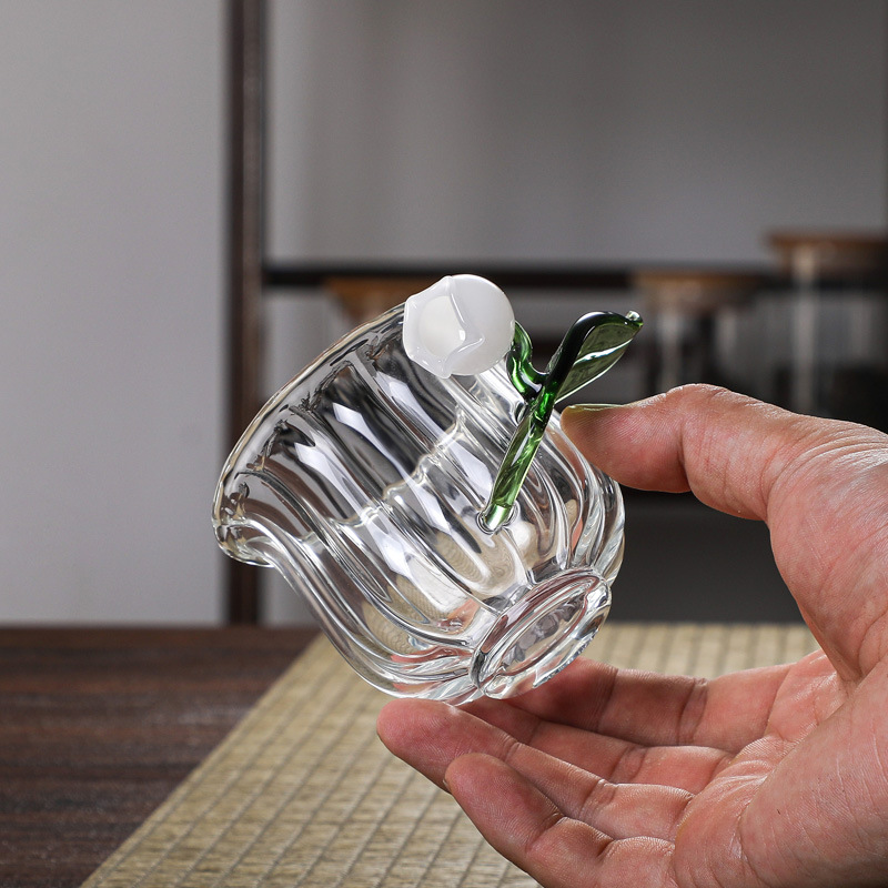 Cốc trà hoa mộc lan handmade kiểu Nhật cốc cà phê thủy tinh giá trị cao cốc nước thủy tinh borosilicate cốc trà mẫu nổi tiếng trên mạng