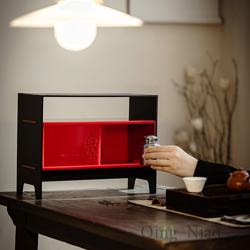Giá để đồ Bộ trà Acrylic kiểu Trung Quốc mới, giá để đồ Bộ trà trong suốt gia dụng, Giá trưng bày ấm trà tách trà có tấm Ốp lưng