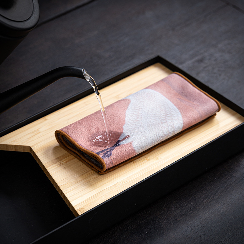 Khăn trà da lộn khăn trà khăn bàn trà khăn lau nhẹ sang trọng kiểu Trung Quốc thấm nước khăn giữ ấm phụ kiện bộ trà Kung Fu đệm trà