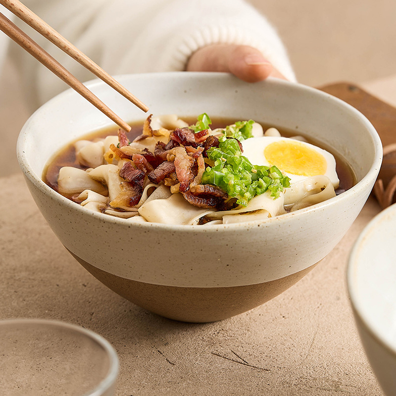 Gốm thô kéo tay ren bát cơm gia dụng bát canh nhà hàng nhà hàng bát sứ thương mại bát salad bát trái cây