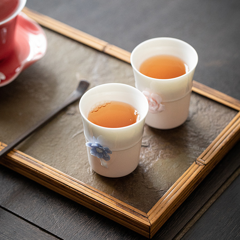 Cốc chủ nhân nhào hoa thủ công, tách trà thơm, tách trà Kung Fu, tách trà đơn, tách trà nhỏ dành riêng cho nữ, quà trà cầm tay