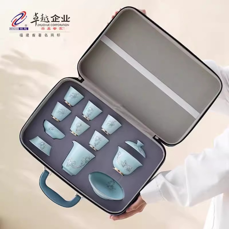 Ấm pha trà hoa mộc lan hồ Deding, bộ tách trà, bộ trà gốm sứ, hộp quà cao cấp gia dụng, quà tân gia