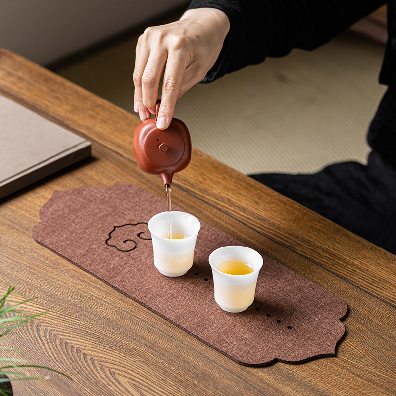 Đệm pha trà không thấm nước phong cách Quốc gia, đệm pha trà, đệm cốc chống bỏng rỗng, đệm ấm trà, phụ kiện Bộ trà Kung Fu