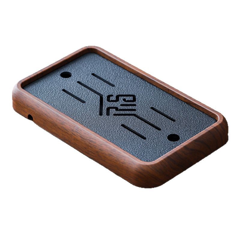 Khay trà gia dụng kiểu Trung Quốc mới khay pha khô bằng đá phiến khay trà gỗ nguyên khối khay trà bộ trà kungfu thoát nước