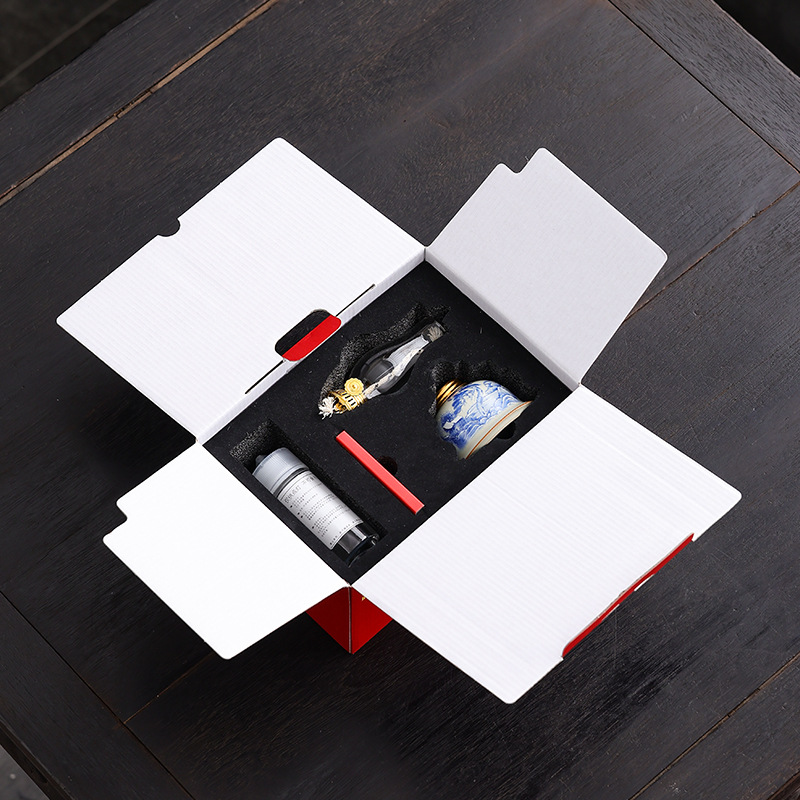 Đèn bơ gốm trắng xanh trang trí phòng trà cắm trại đèn xung quanh hoài cổ không gian trà cổ trang trí phụ kiện trà đạo