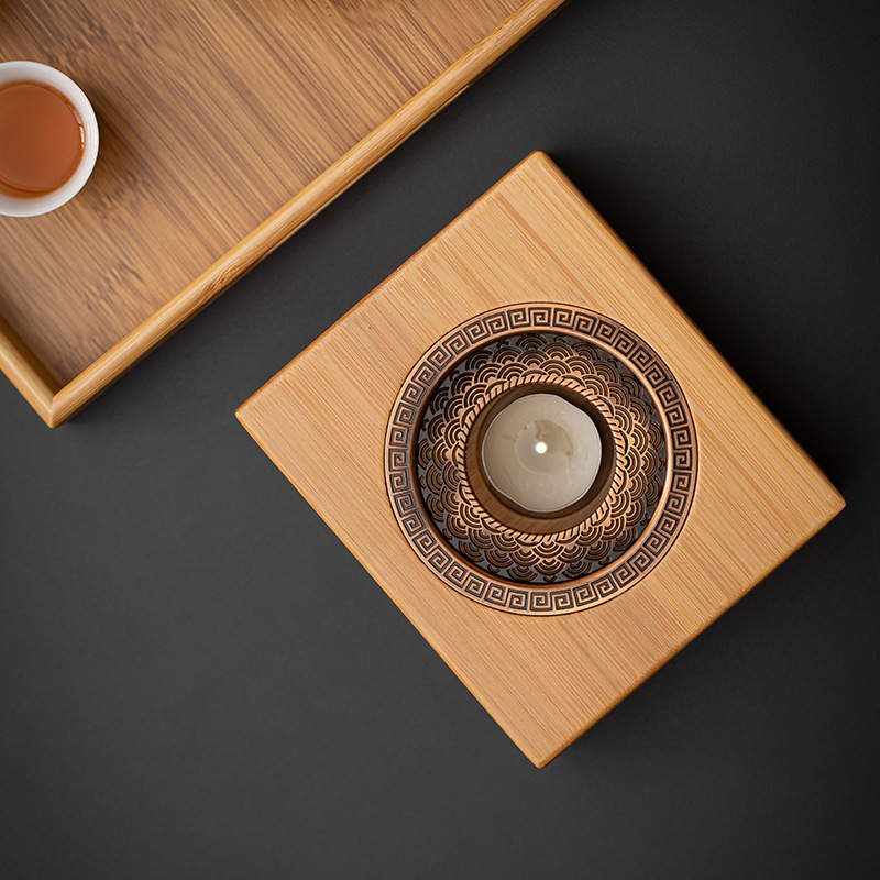 Bếp ấm trà bằng tre đế nến sưởi ấm bàn trà gia dụng ấm chén ấm chén ấm trà phụ kiện bộ trà kungfu Trung Quốc