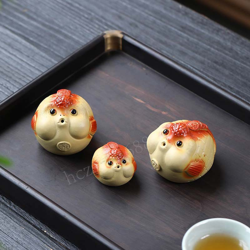 Đồ trang trí trà tử sa Nghi Hưng đồ trang trí cá vàng chơi trà may mắn đầu cắm hương phụ kiện trà đạo có thể nuôi Cá bong bóng