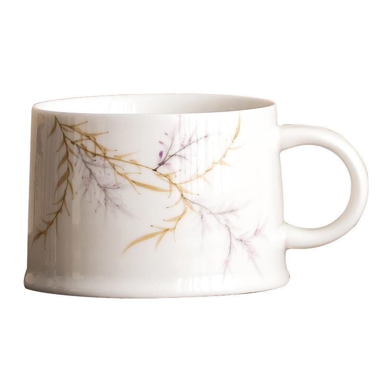 Cốc cà phê hoa tử đằng vẽ tay cốc trà chiều tinh tế cốc gốm sứ phong cách Trung Quốc gia dụng cốc nước bộ cốc đĩa