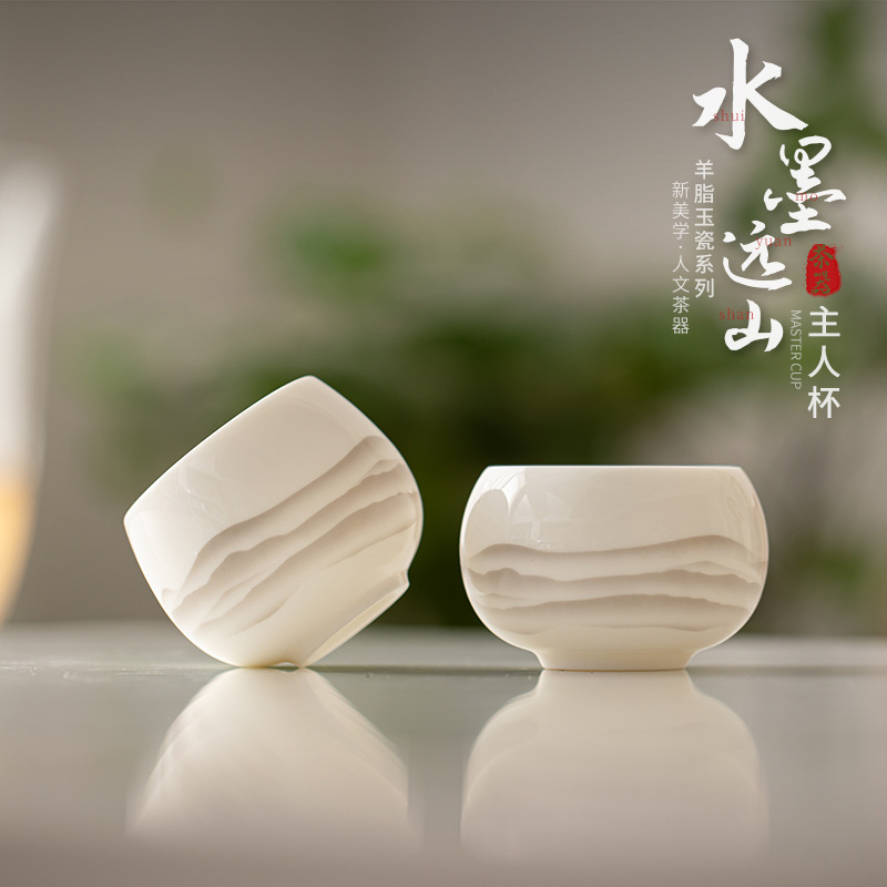 Cốc trà gốm sứ Dehua cốc chủ nhân tách trà gia dụng Cốc cá nhân cốc trà Hộp quà tặng doanh nghiệp