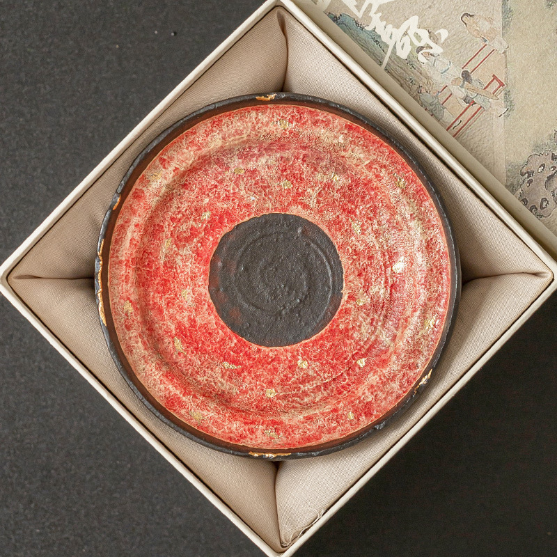 Ấm gốm sơn mỏ đá, khay đựng trà vàng chảy vàng, khay đựng trà cổ điển Trung Quốc cao cấp, khay đựng ấm trà gia dụng, khay đựng bọt khô