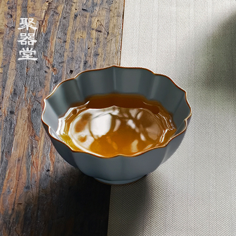 Tách trà gốm sứ Ru Kiln Master màu xanh Tianqing cổ điển, họa tiết nứt, dùng pha trà, trà Kung Fu, tách đơn.