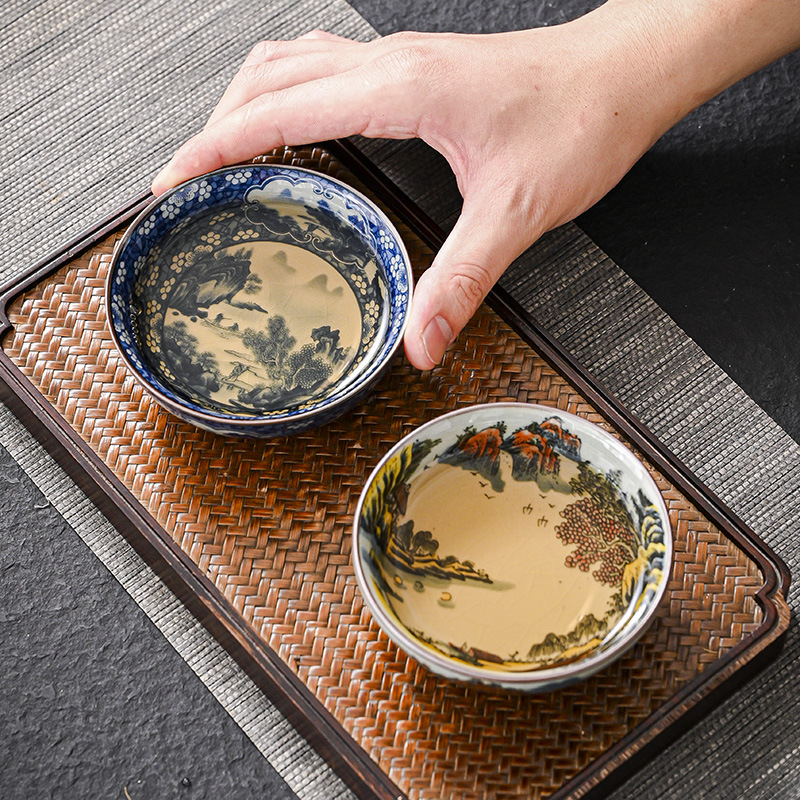 Cốc trà sứ trắng xanh Jingdezhen cốc Chủ Bộ trà Kung Fu gốm cổ cốc đơn cốc trà chuyên dụng cá nhân