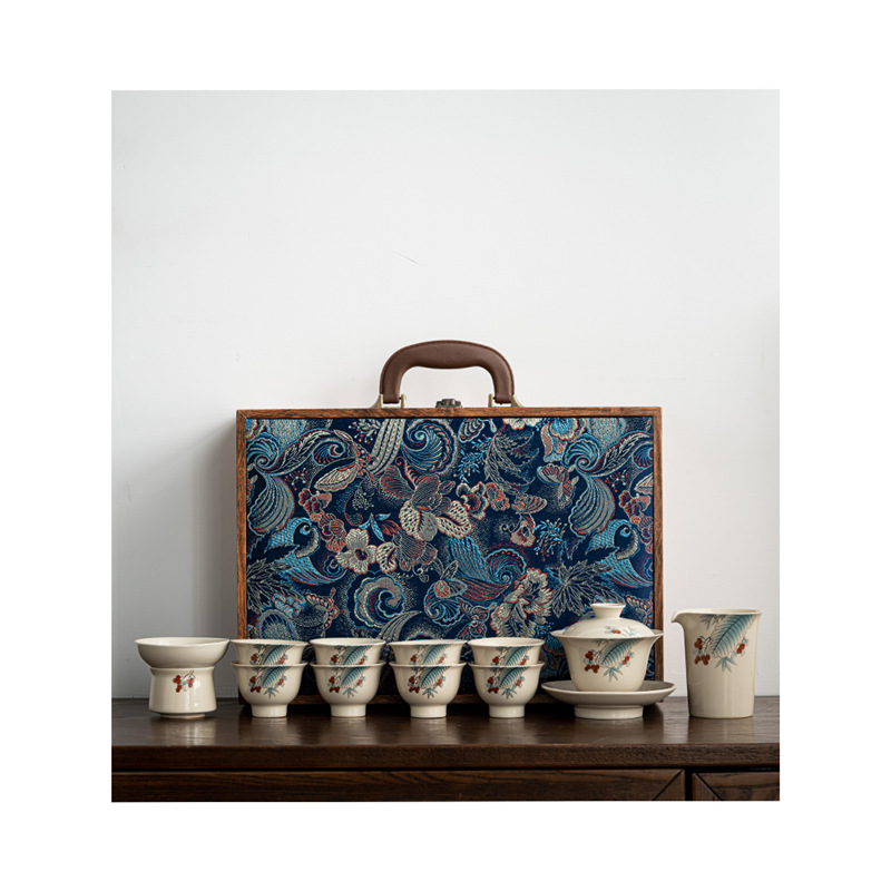Bộ ấm trà Kung Fu gốm sứ Trung Quốc Bộ ấm trà văn phòng gặp gỡ cốc trà hộp quà tặng bán buôn quà tặng