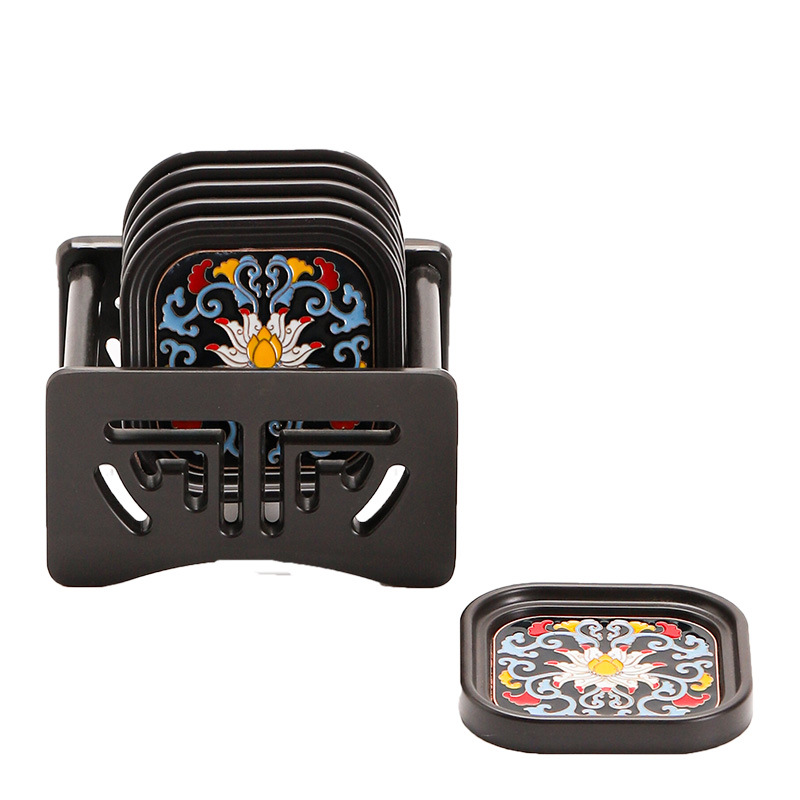 Retro giả men màu cách nhiệt chống bỏng Coaster văn phòng cao cấp Kung Fu trà trà giữ cốc Coaster