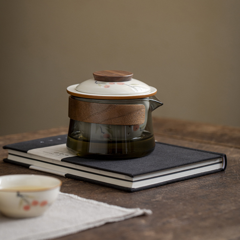 Đồ gốm vẽ tay di động cốc khách nhanh một ấm ba cốc đựng ngoài trời xách tay bộ trà kungfu bộ trà du lịch