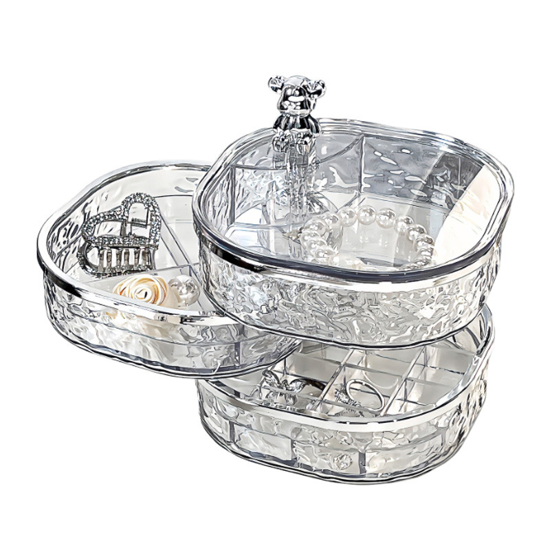 Hộp đựng đồ trang sức hoa tai xoay cao cấp kiểu mới tinh tế kẹp tóc vòng cổ hoa tai hộp đựng bụi cao cấp