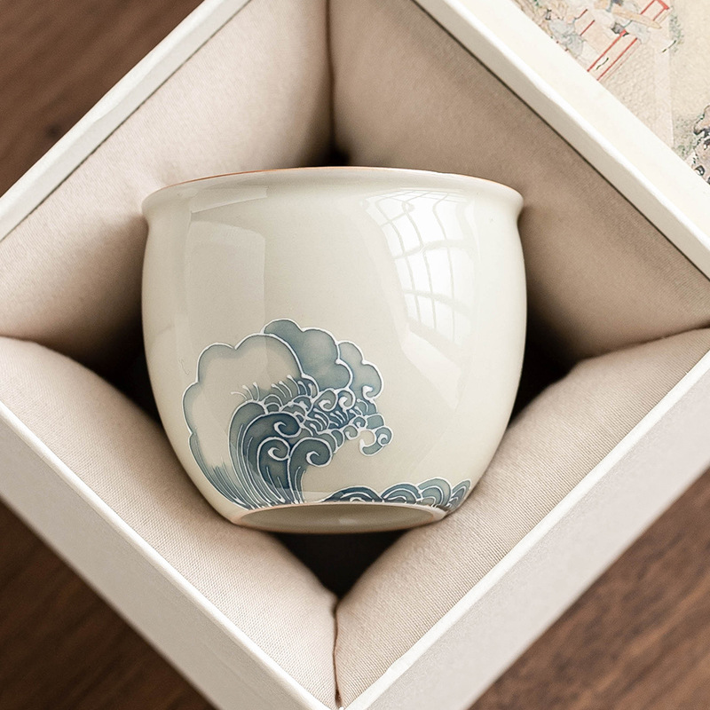 Cốc cốc cốc cốc cốc sứ vẽ tay gốm sứ cốc chủ nhân bộ trà Kung Fu Trung Quốc đơn giản cốc trà đơn