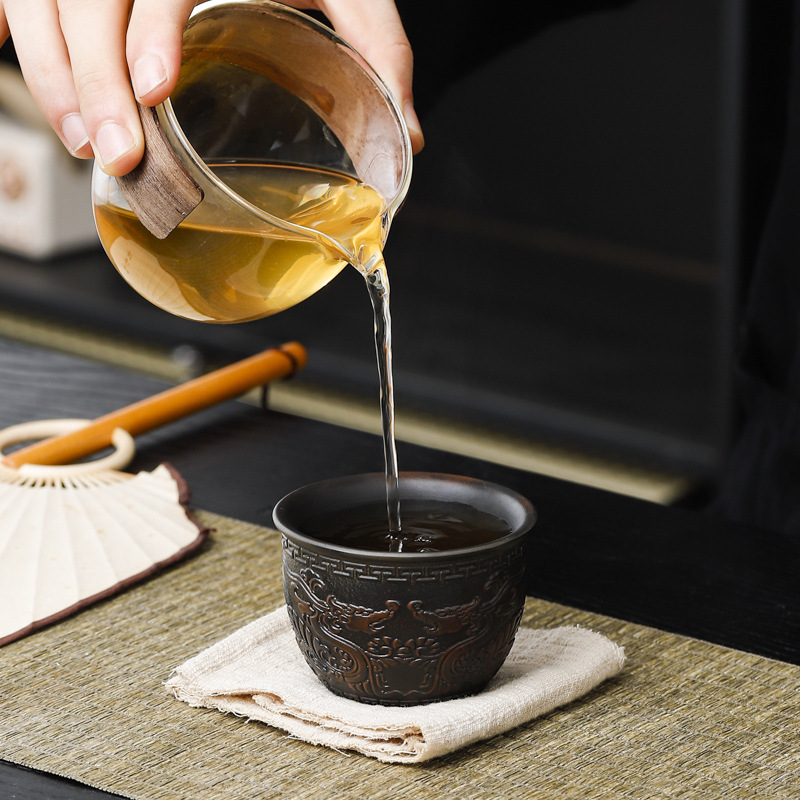 Cốc trà gốm tím cao cấp cốc chủ nhân cốc đơn lớn chống bỏng bộ trà công phu cát tím thủ công bán buôn cốc trà