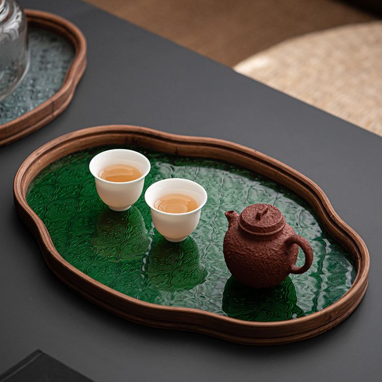 Nhà Máy Bán buôn Khay trà thủy tinh kiểu Nhật Khay trà tre cổ điển Khay lưu trữ đồ ăn nhẹ trái cây phòng trà gia dụng đơn giản