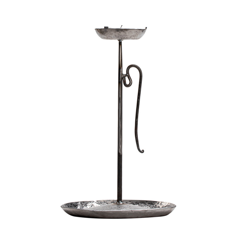 Phòng khách Zen bàn nến sắt nghệ thuật cổ điển bàn đèn dầu rèn tay rèn búa đèn nến bằng gang đồ trang trí phòng trà Homestay