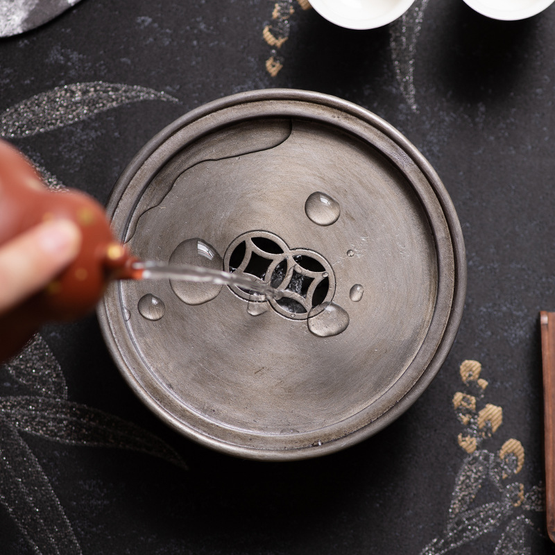 Yuanbao cổ thiếc cũ ấm bàn pha khô trữ nước cổ điển bàn trà tấm lót ấm trà Bộ dụng cụ pha trà Kung Fu ấm nước ấm trà khay đựng trà