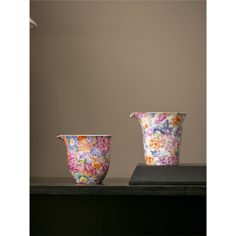 Cốc công bằng men màu Vạn Hoa Cốc công bằng gốm sứ gia dụng dụng cụ chia trà bộ trà kungfu trà phụ kiện trà đạo