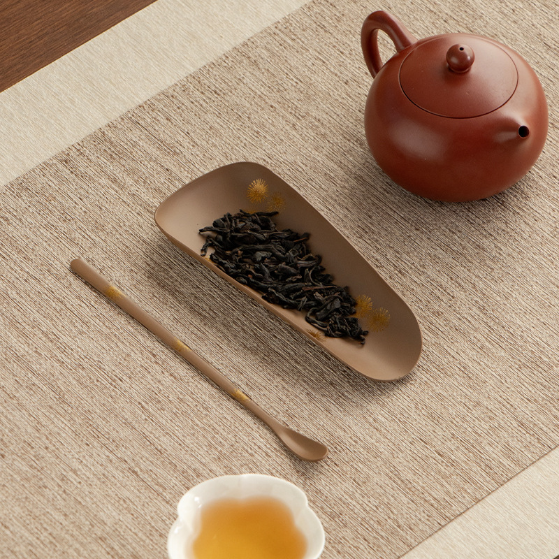 Bán buôn đồ sơn mài bằng sắt cũ thủ công, trà sen, phụ kiện bộ trà, muỗng cà phê, thưởng thức trà sen, trà sen, trà đạo sáu quý ông