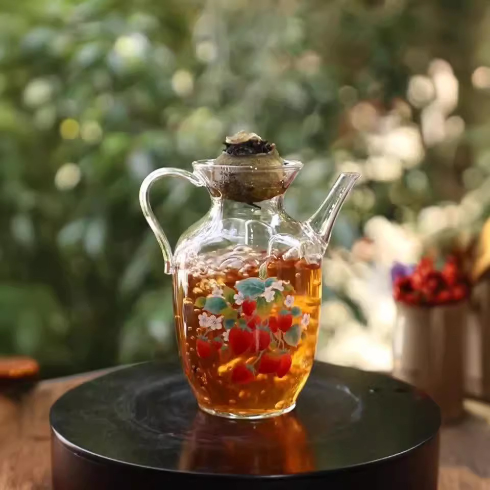 Dụng cụ pha trà đá mùa hè ấm pha trà lạnh thủy tinh ấm pha trà pha trà lạnh cắm trại kiểu Trung Quốc mới hộp pha lê