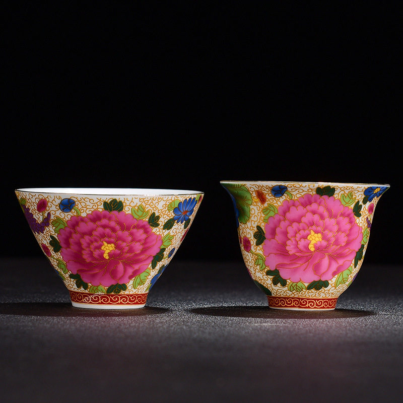 Cốc trà tráng men Cốc trà Vạn hoa gốm sứ Đồ dùng cá nhân Cốc trà Kung Fu Cốc đơn Cốc tráng men Màu chủ nhân Hộp quà