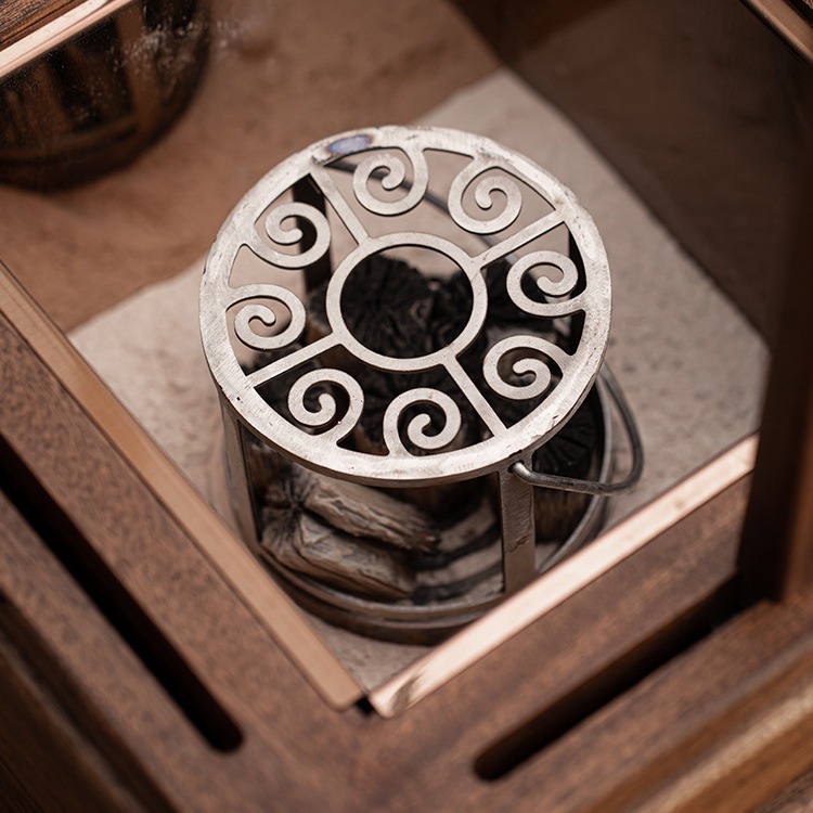 Gỗ óc chó đen Bát lửa bếp nấu trà bếp than rang cam cao cấp gia đình trong nhà phòng trà bếp than bếp đun trà sưởi ấm