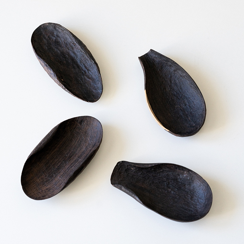 Dụng cụ pha trà gỗ nguyên khối làm bằng tay có nắp, dụng cụ thưởng trà có nắp, thìa trà gấp có nắp, thủ công