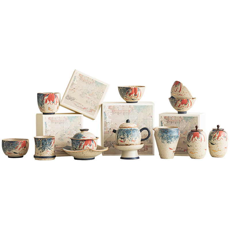 Bộ trà Kung Fu cao cấp một sản phẩm tách trà đen đá lửa trắng xanh cốc công bằng cốc chủ nhân cốc trà hộp đựng trà cốc khách nhanh ống trà