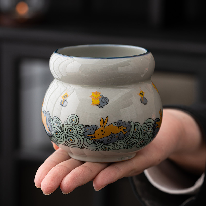 Thỏ Vàng Thông báo Thực vật Xám Jianshui Gia dụng Phụ kiện Bộ trà Kung Fu Bể nước Thùng bã trà Gốm sứ Rửa trà Nước thải Thùng trà