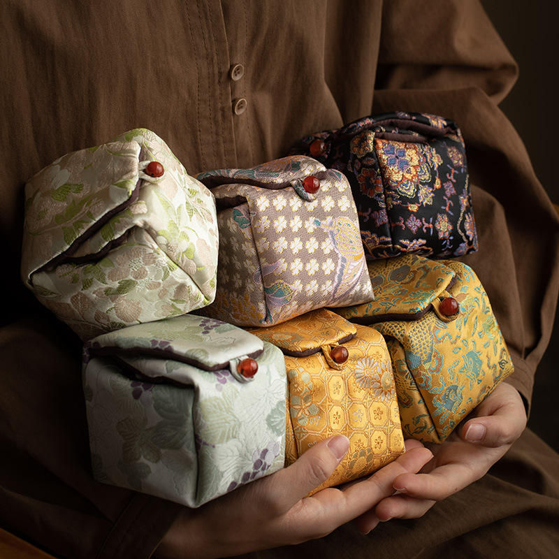 Túi đựng đồ bằng lụa dày, túi du lịch kiểu Trung Hoa, túi đựng tách trà, tách trà, bộ ấm trà, ấm trà, túi vải cỡ vừa, nhiều màu