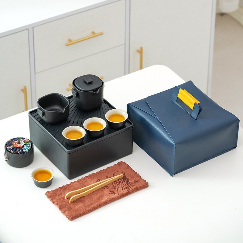 Bộ dụng cụ pha trà xe du lịch, cốc hành khách nhanh, hộp đựng đồ nhỏ, ấm pha trà ngoài trời di động, dụng cụ pha trà Kung Fu