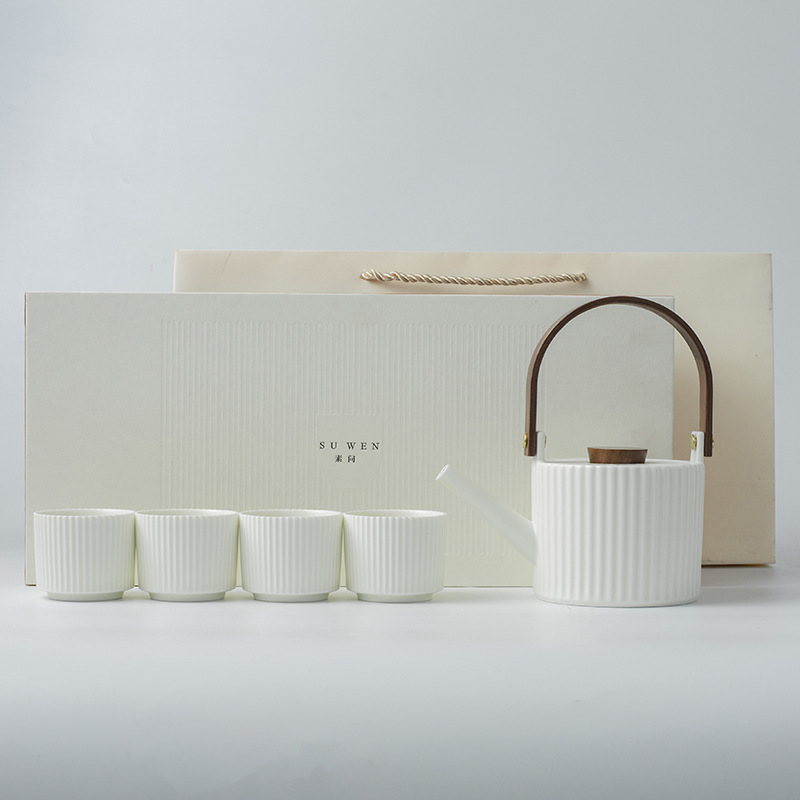 Bộ dụng cụ pha trà Kung Fu đơn giản sang trọng nhẹ nhàng gia dụng ấm chén trà bộ nhỏ pha trà văn phòng tiếp khách gốm sứ