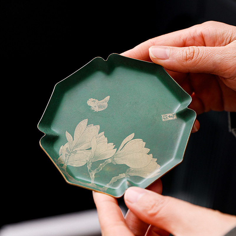 Đế cốc trà kiểu Trung Quốc đế cốc đồng cổ điển phong cách quốc gia cỡ lớn đế cách nhiệt bàn trà thủ công cao cấp phụ kiện bộ trà