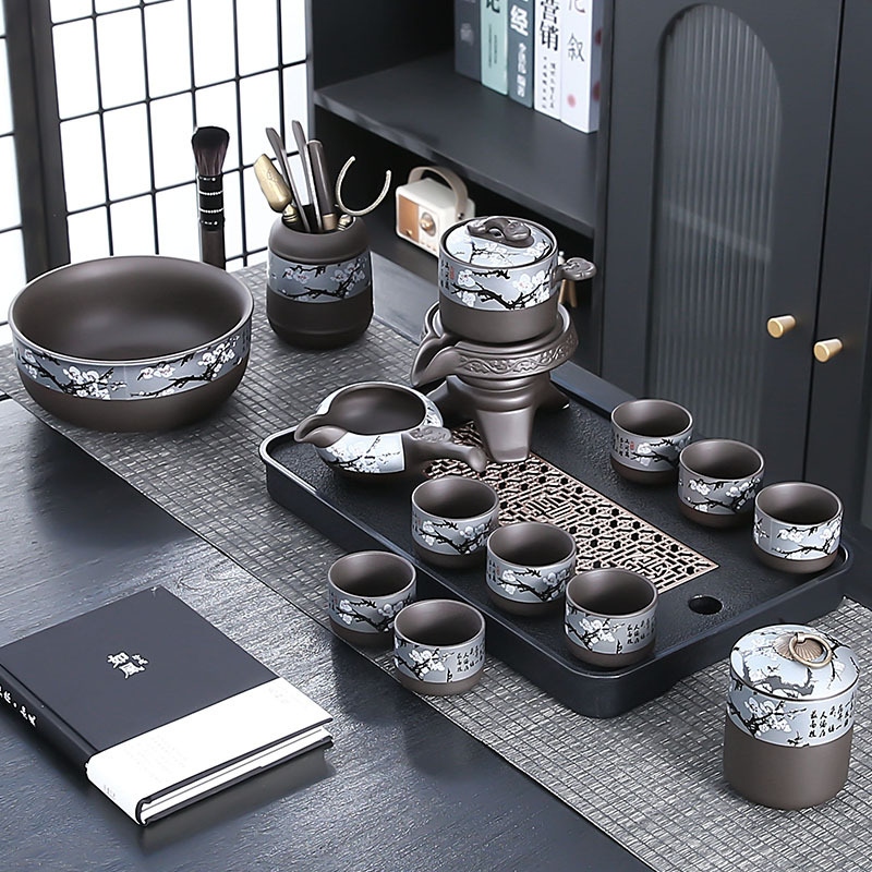 Bộ khay trà bộ trà tử sa bộ dụng cụ pha trà kung fu tự động lười cao cấp dùng trong gia đình