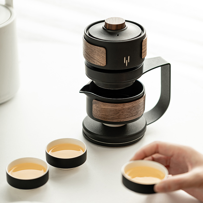 Bộ dụng cụ pha trà tự động Miaoyan Bộ trà dành cho người lười Bộ trà gốm sứ xoay trà gia dụng dụng dụng cụ pha trà Kung Fu chống bỏng