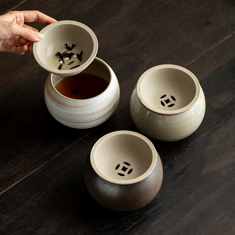 Bình đựng bã trà gốm thô kiểu Nhật, phụ kiện bộ trà kungfu gia dụng có nắp bàn trà Kiến Thủy, bình đựng trà, giá đỡ ấm