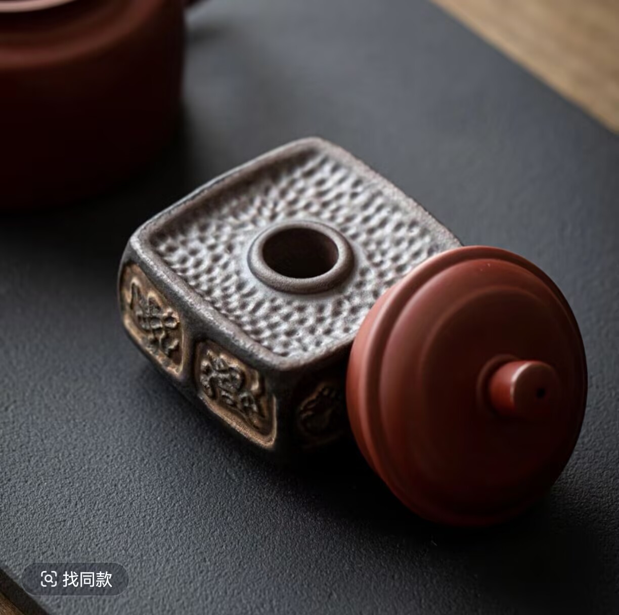 Vần cổ hình vuông cổ điển có nắp đậy ấm trà tử sa có nắp đậy bát có nắp đậy dụng cụ trà, phụ kiện trà đạo, kệ chặn giấy