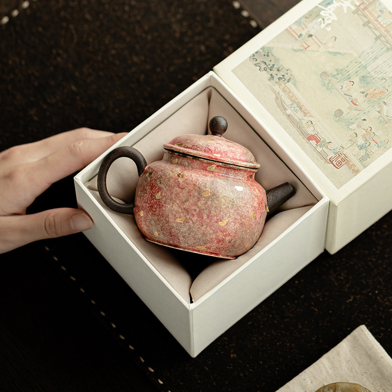 Ấm trà gốm vẽ mỏ đá cổ điển ấm trà gốm sứ thủ công cổ điển ấm trà Kung Fu Trung Quốc ấm đơn có hộp quà