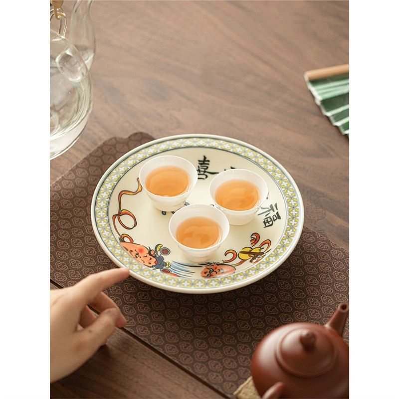 Jingdezhen văn hóa và sáng tạo quốc gia thủy triều vẽ bình gốm sứ bộ trà khay trà khay trà khay trái cây khay trà khay trà bộ trà Kung Fu