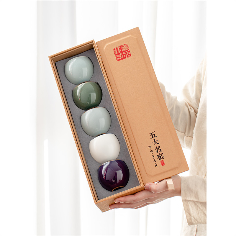 Năm loại cốc trà nổi tiếng gốm sứ Rujun Guange Dingyao quà tặng cốc trà làm bằng tay