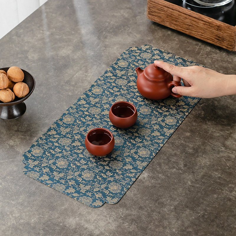 Bàn trà Jacquard hai mặt xoắn bàn trà chống thấm nước kiểu Trung Quốc Kiểu Mới Bàn trà đệm bàn trà tinh tế phòng trà gia dụng